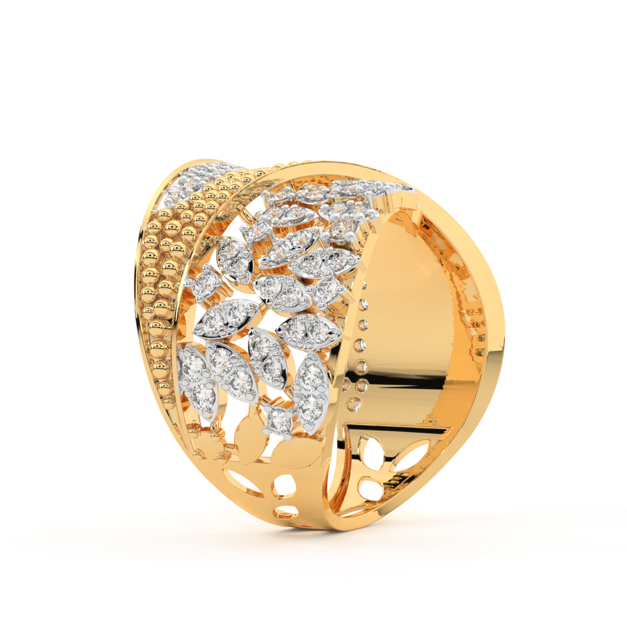 Gracefully Bold Gold Diamond Ring