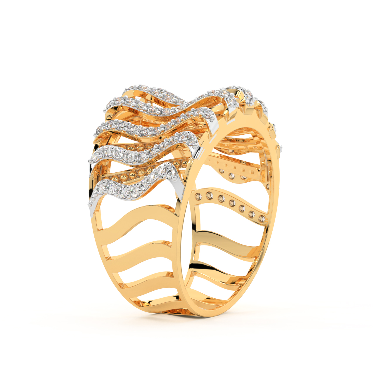 Gold Diamond Shimmer Stripes Ring