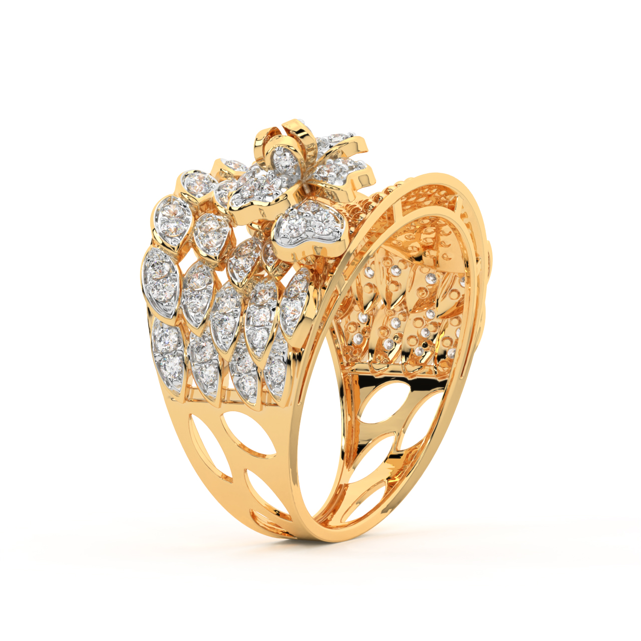 Stylish Autumn Gold Diamond Ring