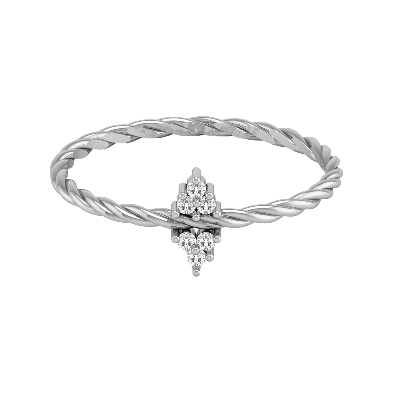 Twin Triangle Dainty Diamond Ring