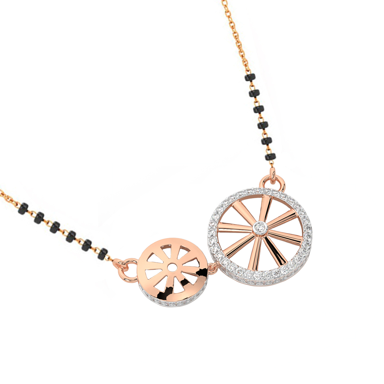 Wheel Diamond Mangalsutra With Chain