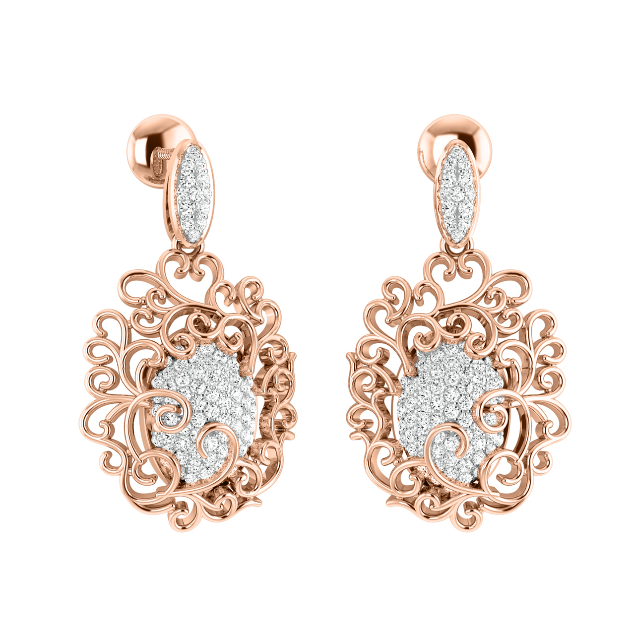 Lea Round Diamond Dangler Earrings