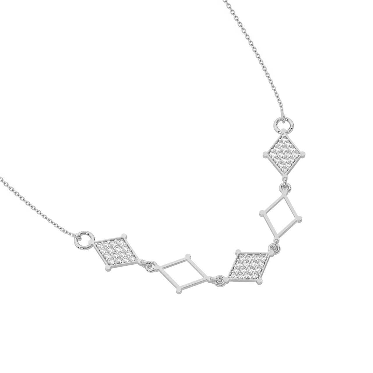 Rhombus Design Diamond Mini Necklace