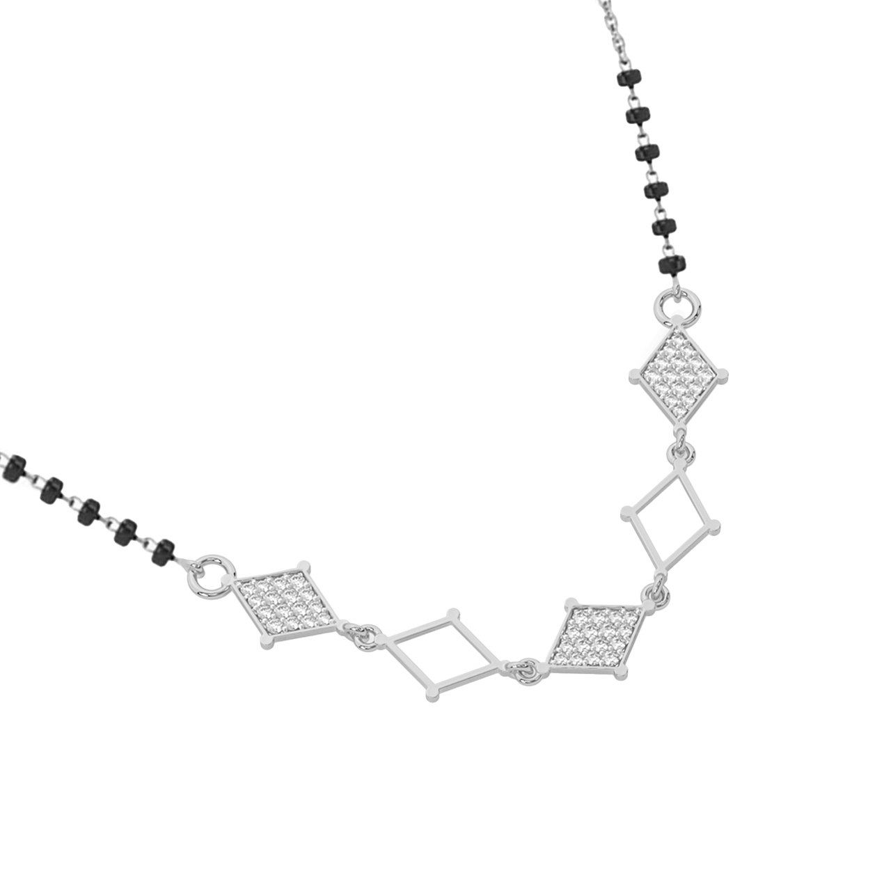 Rhombus Design Diamond Mangalsutra With Chain