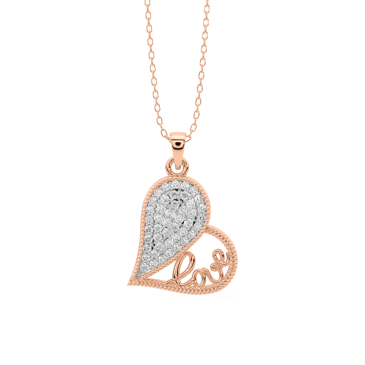 Slanted Heart Diamond Pendant