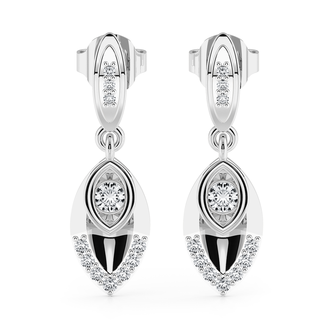 Stylish Dangler Design Diamond Earrings