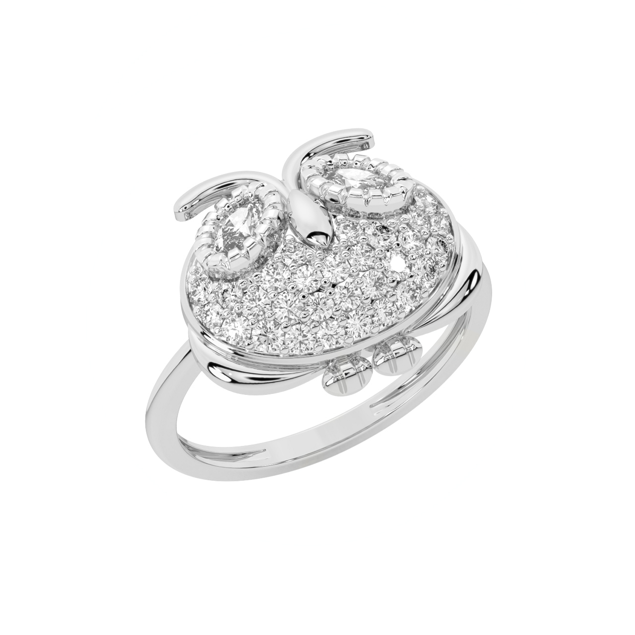 Owl Round Diamond Engagement Ring