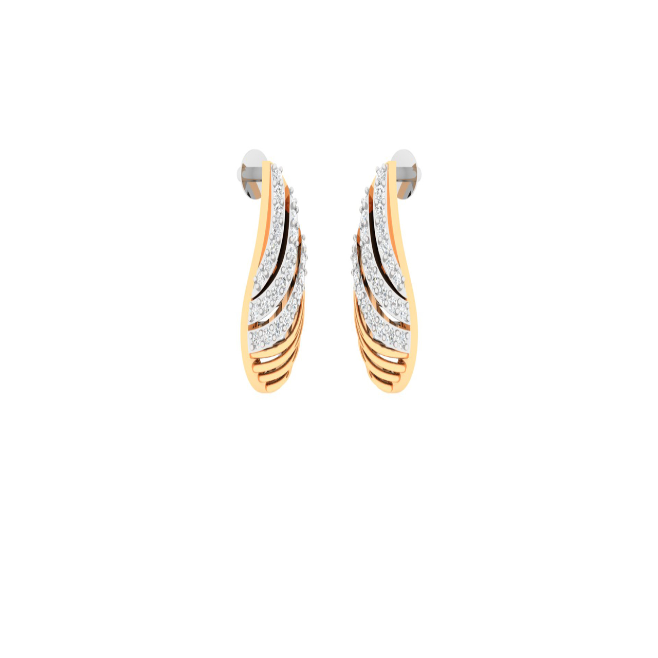Shell Design Diamond Stud Earrings