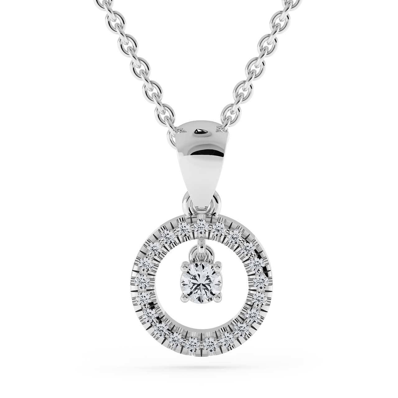 Circular Round Diamond Pendant