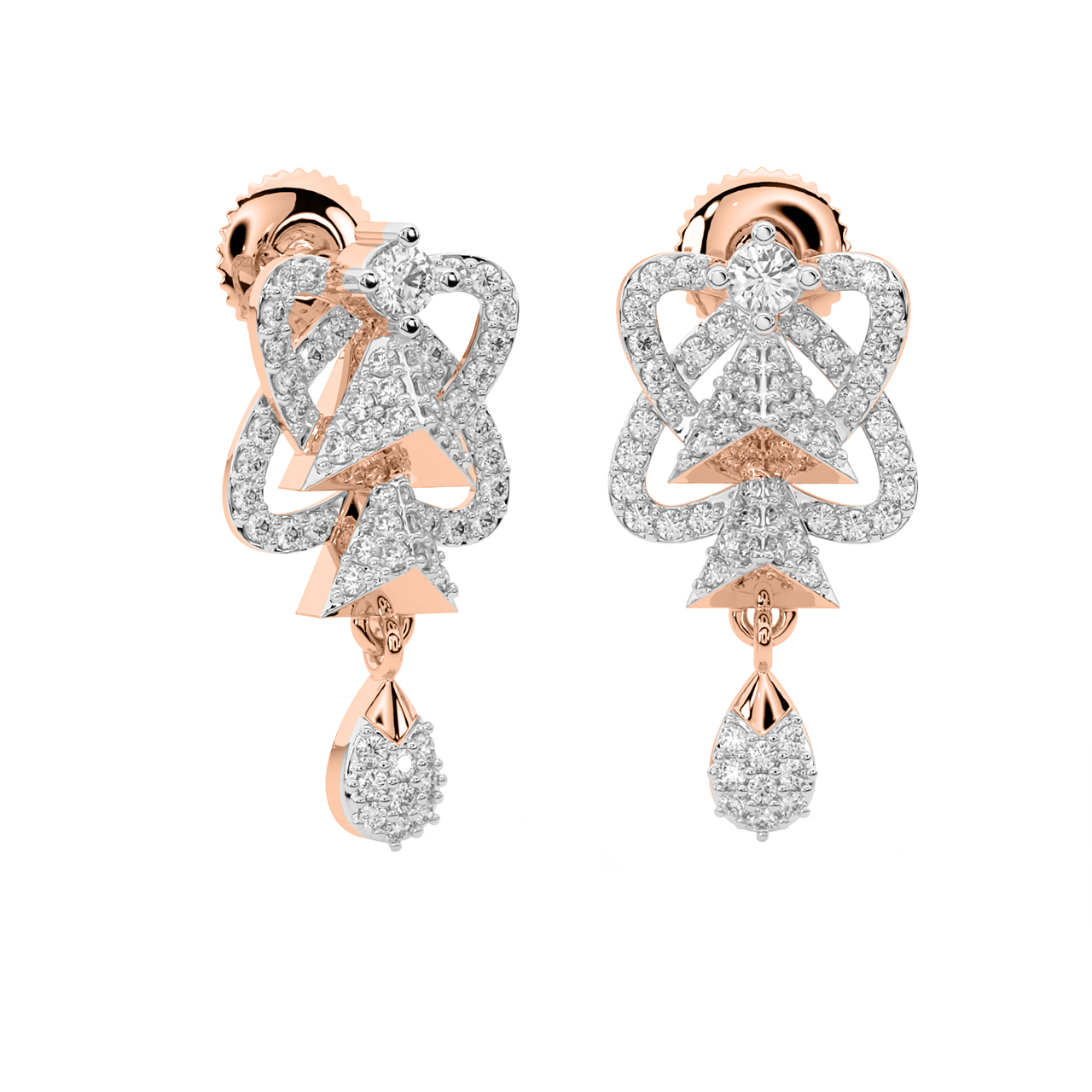 Eyan Round Diamond Dangler Earrings