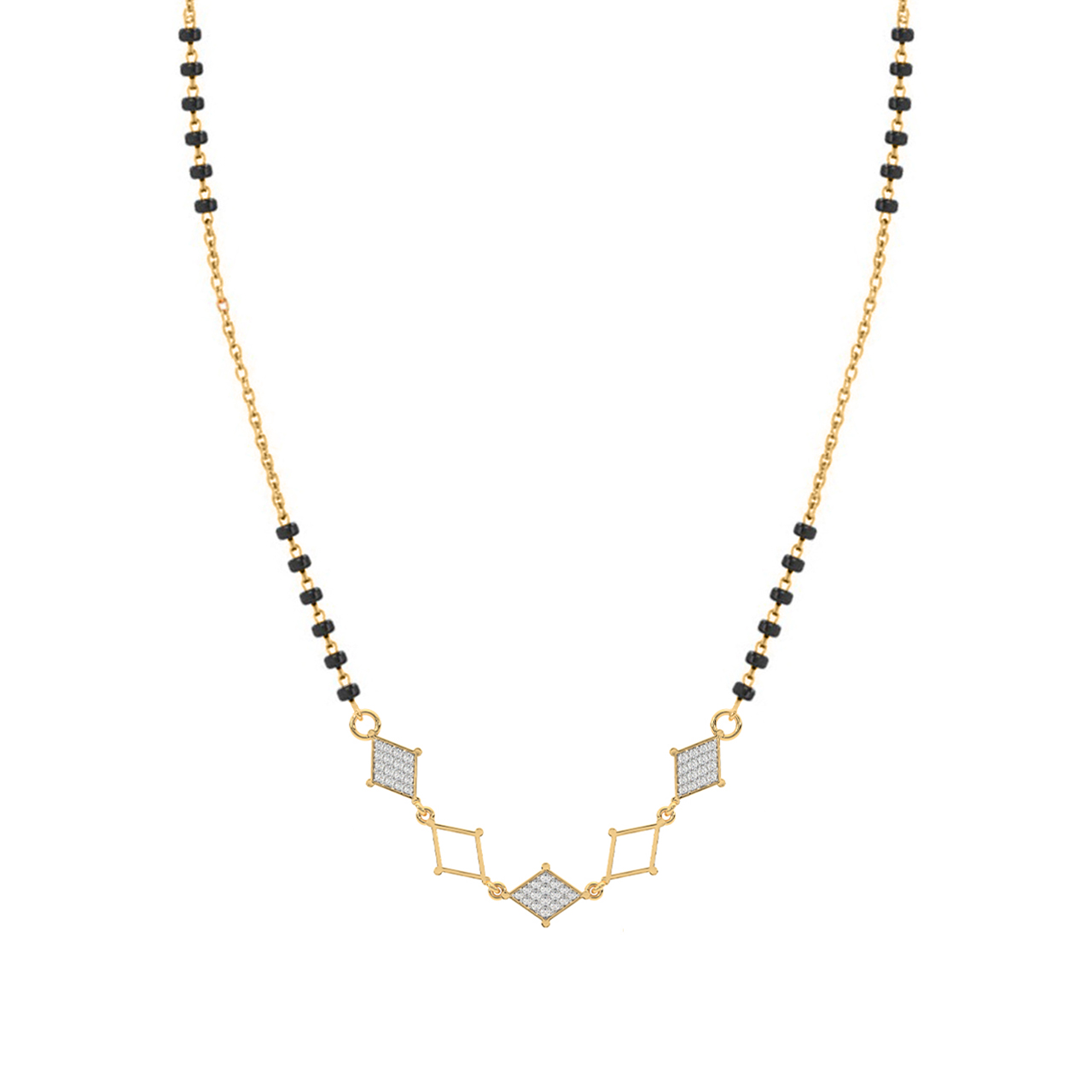 Rhombus Design Diamond Mangalsutra With Chain