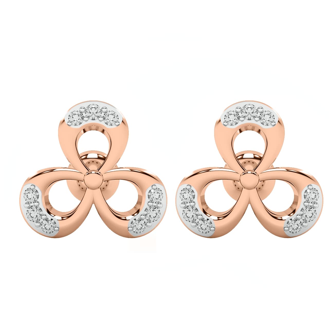 Acacia Flower Design Diamond Stud Earrings For Her