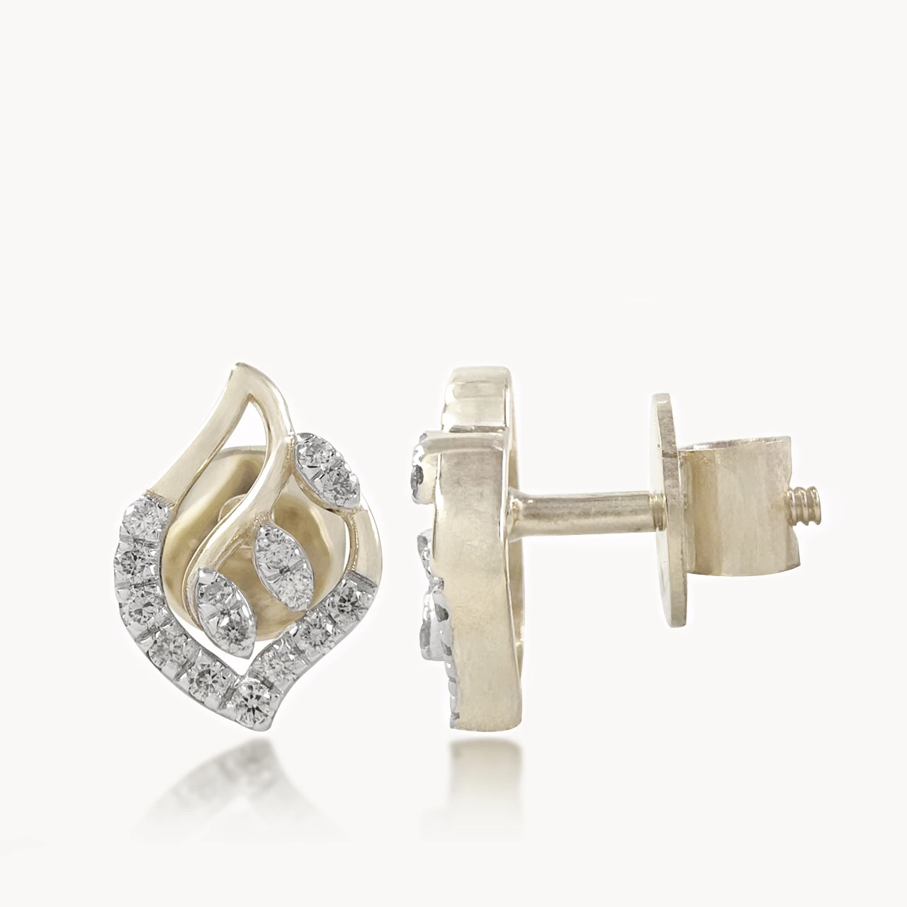 Diamond Leaf Swirl Earrings