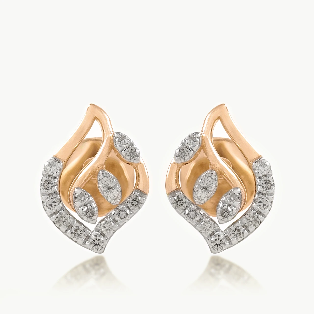 Diamond Leaf Swirl Earrings