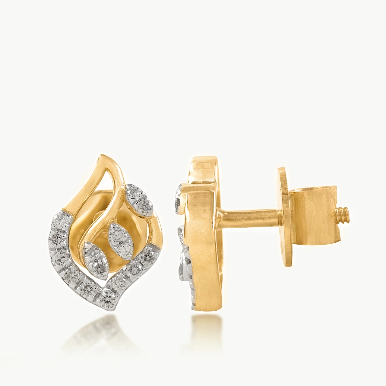 Diamond Leaf Swirl Earrings