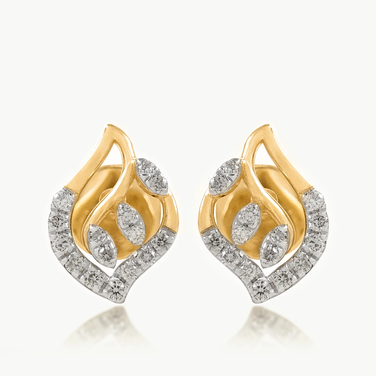 Diamond Leaf Swirl Earrings