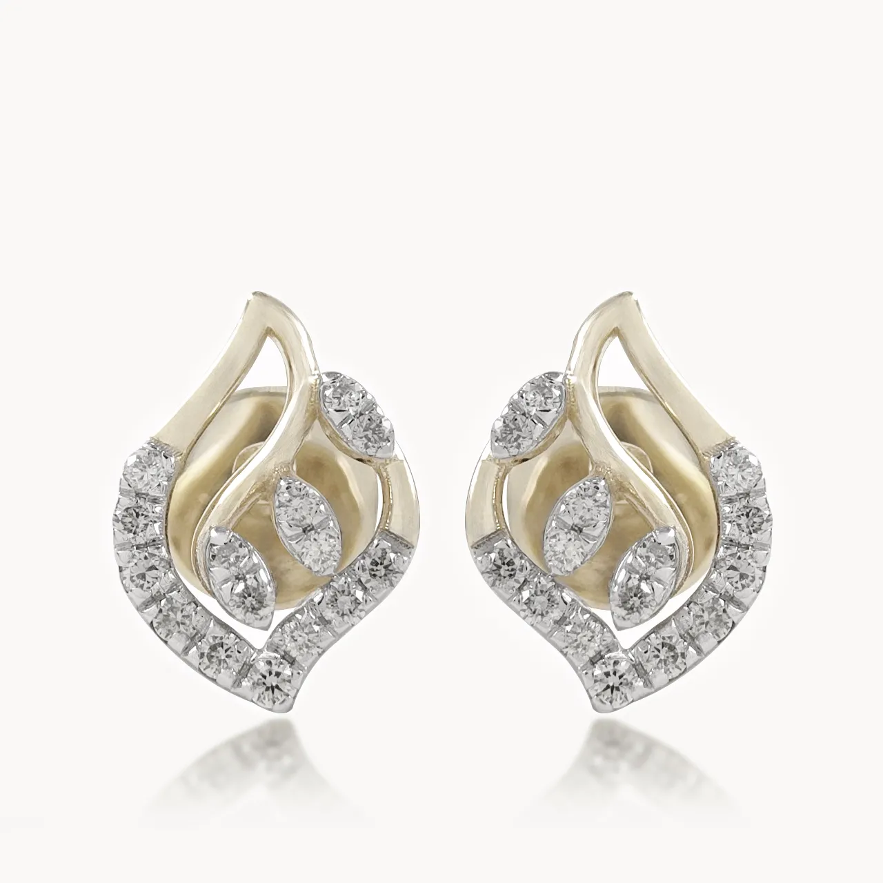 Diamond Leaf Swirl Earrings