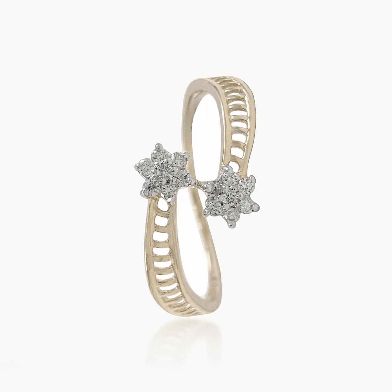 Dual Diamod Flower Ring
