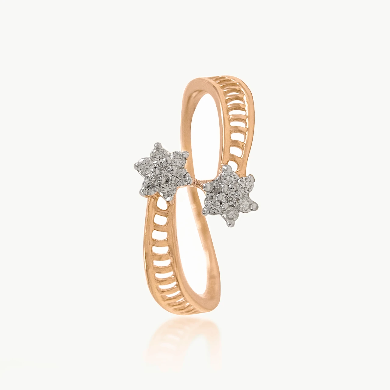 Dual Diamod Flower Ring