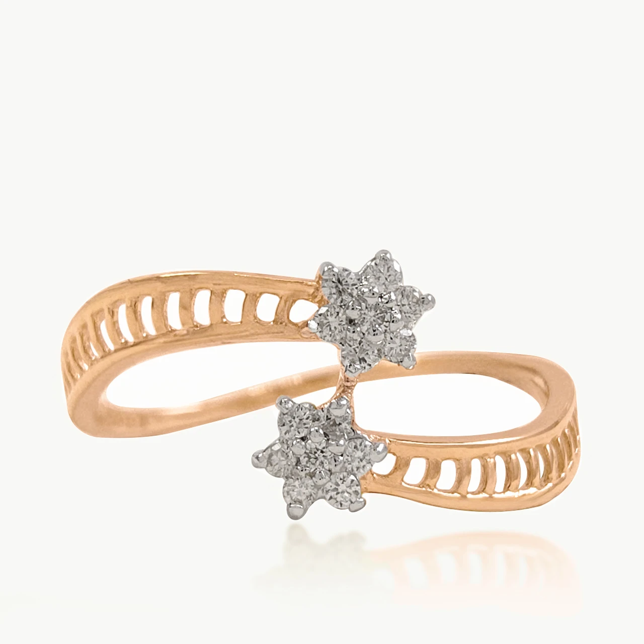 Dual Diamod Flower Ring