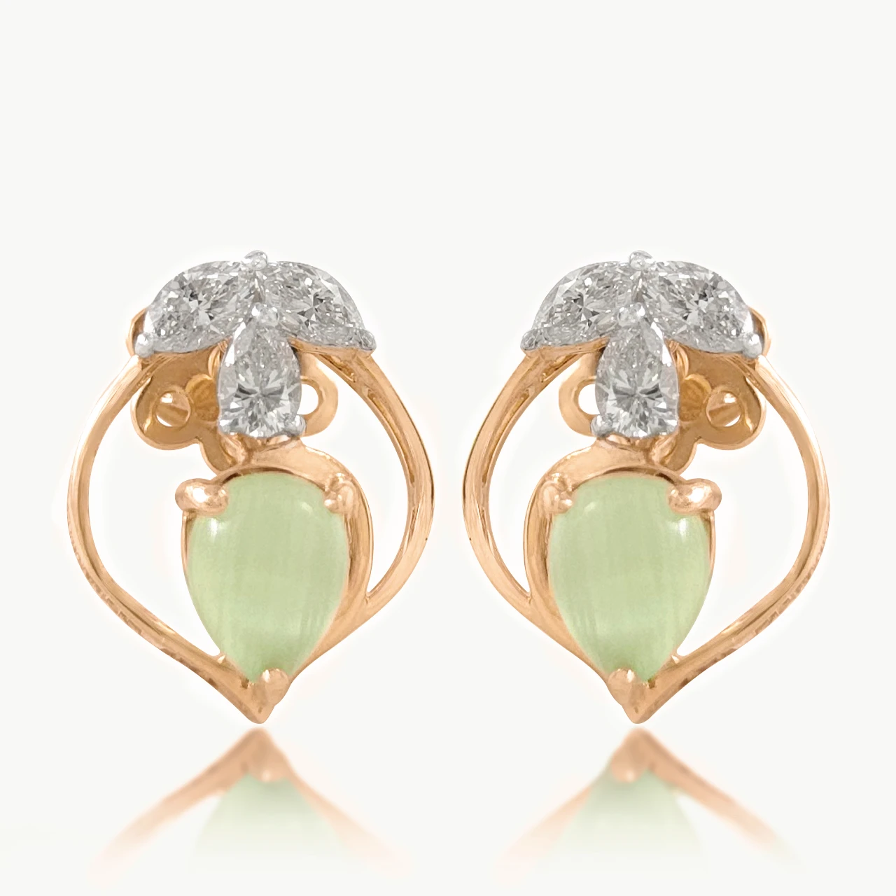 Green Stone Diamond Earrings