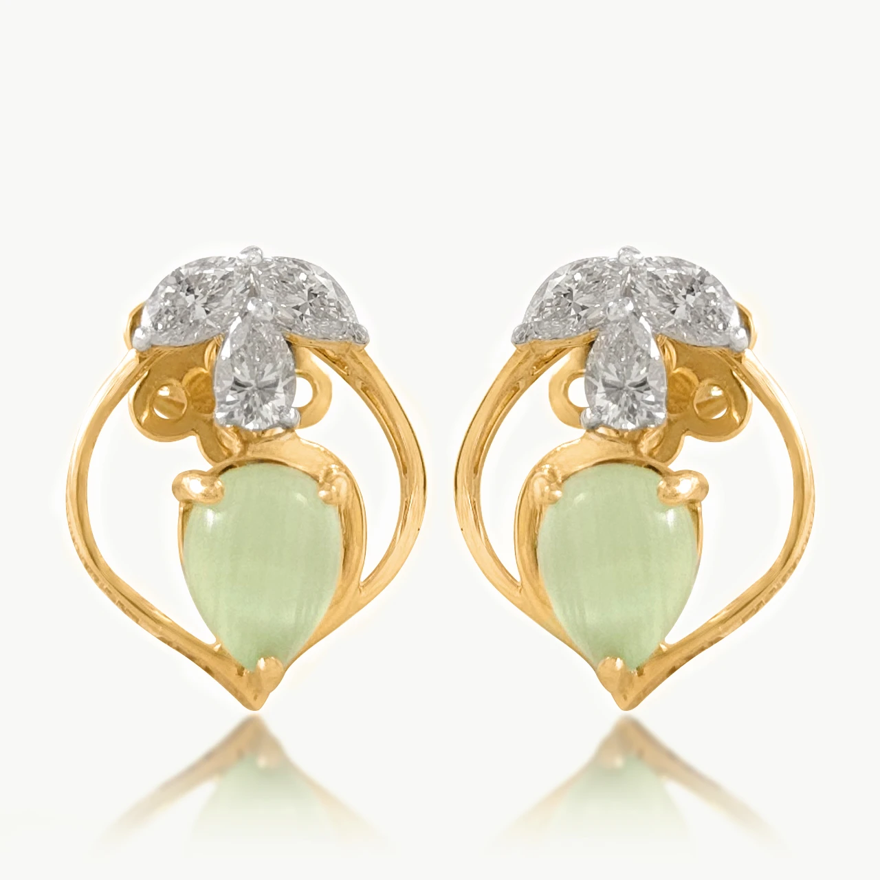 Green Stone Diamond Earrings