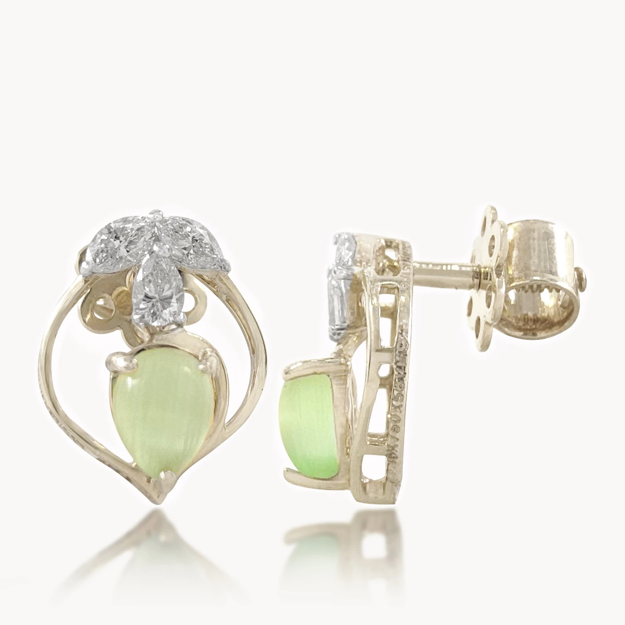 Green Stone Diamond Earrings