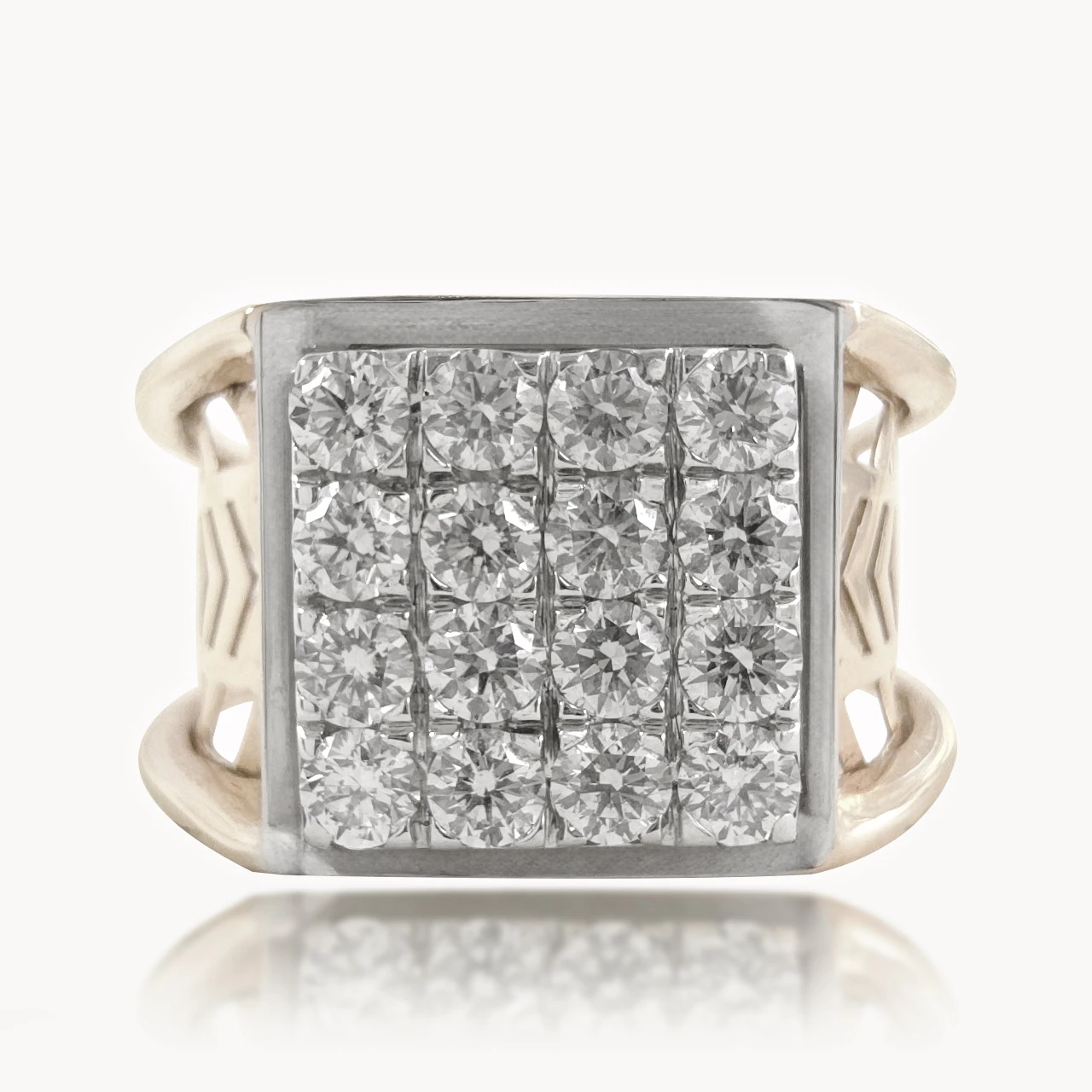 Kian Square Diamond Maze Ring For Him