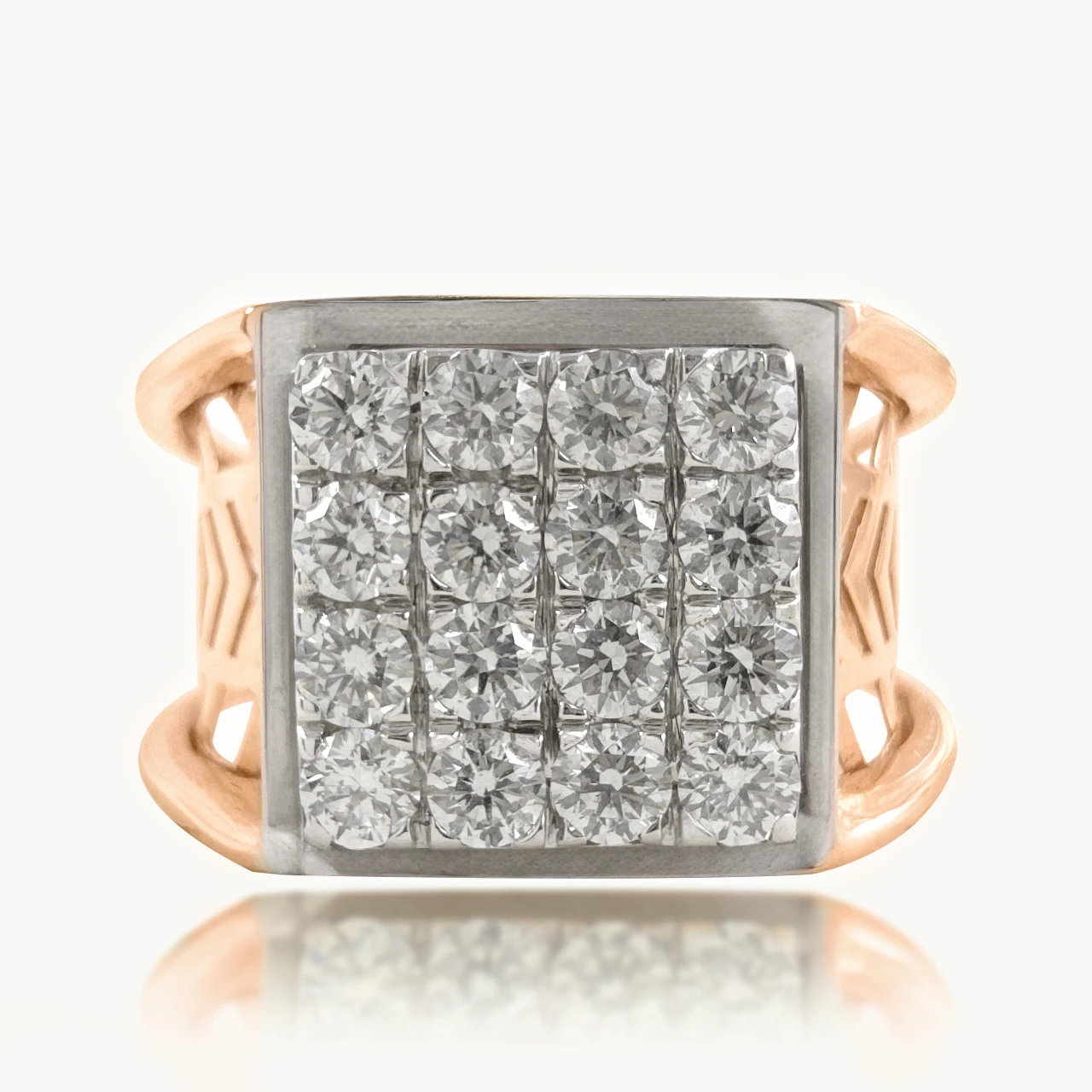 Kian Square Diamond Maze Ring For Him