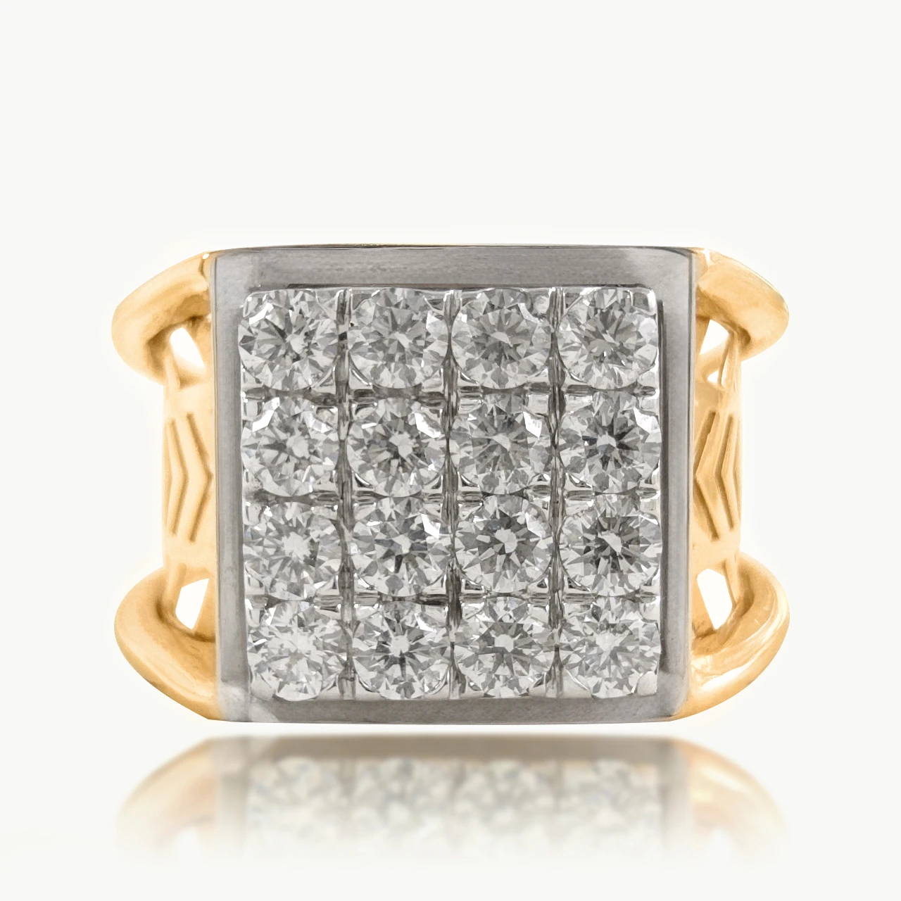 Kian Square Diamond Maze Ring For Him