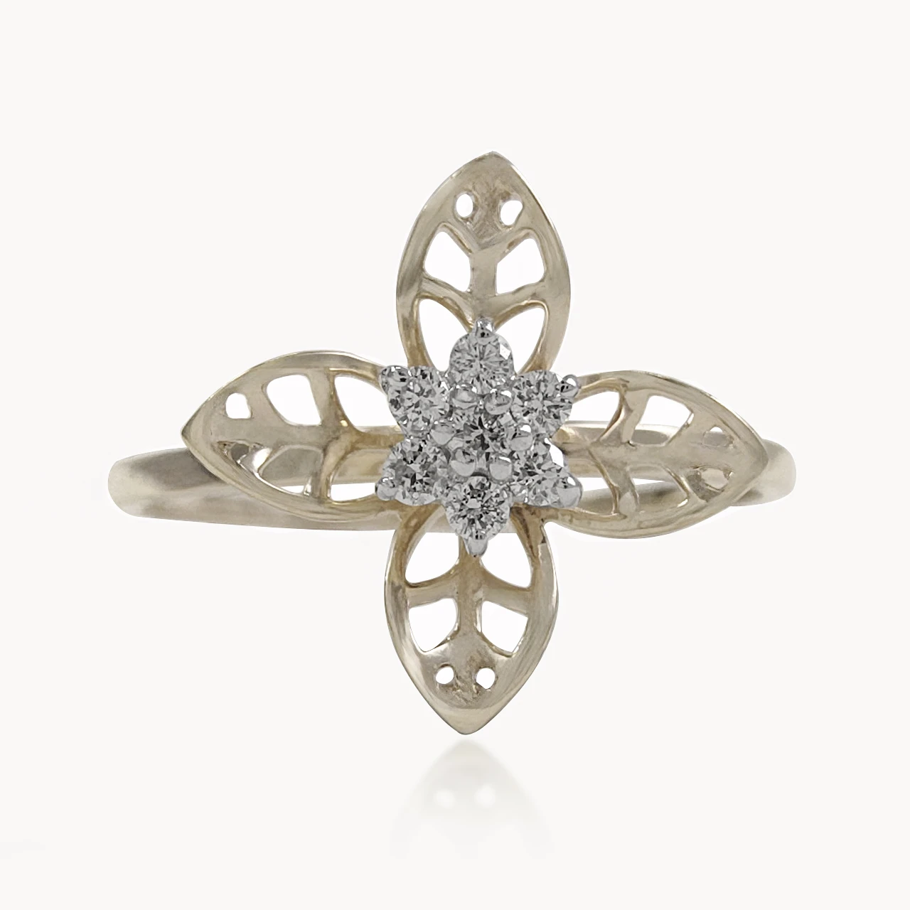 Leaves and Flower Diamond Ring