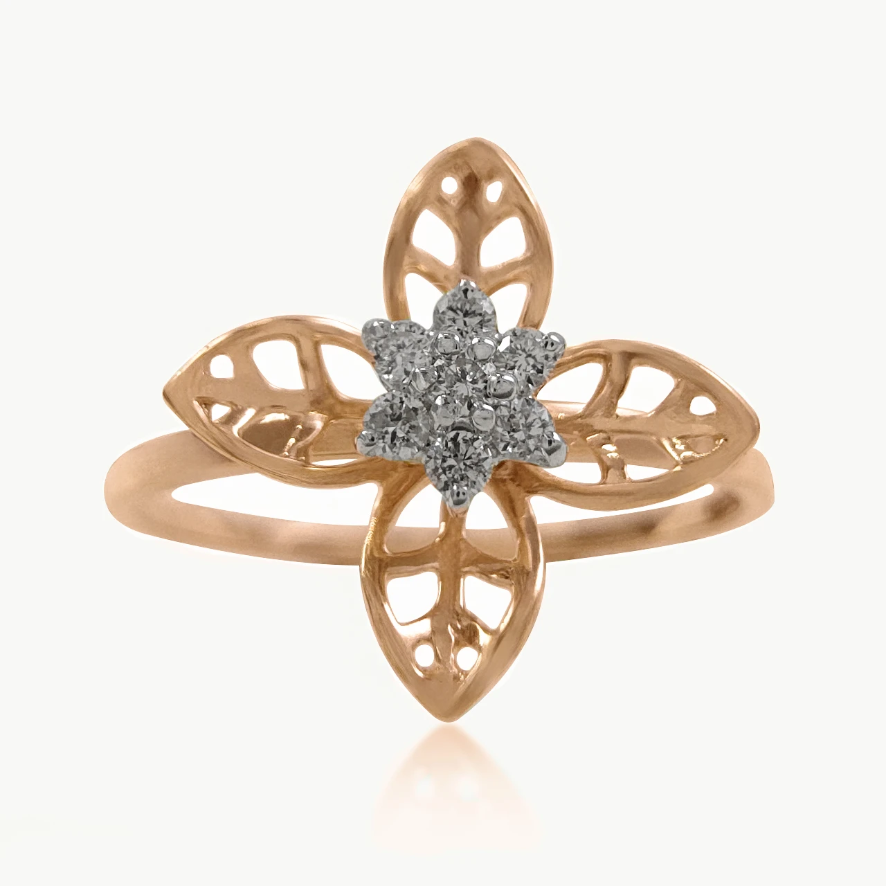 Leaves and Flower Diamond Ring
