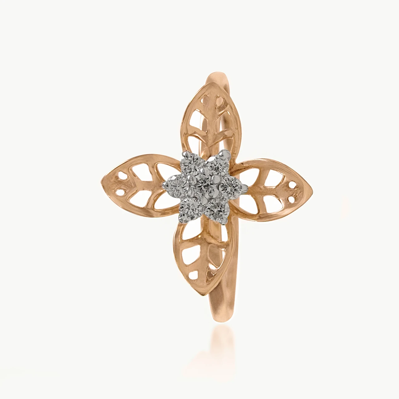 Leaves and Flower Diamond Ring