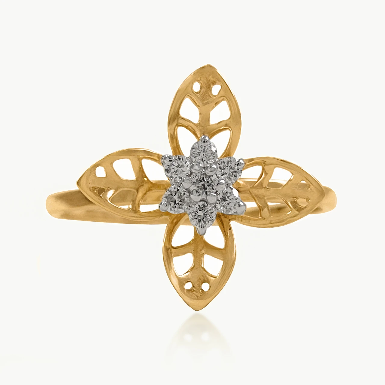 Leaves and Flower Diamond Ring