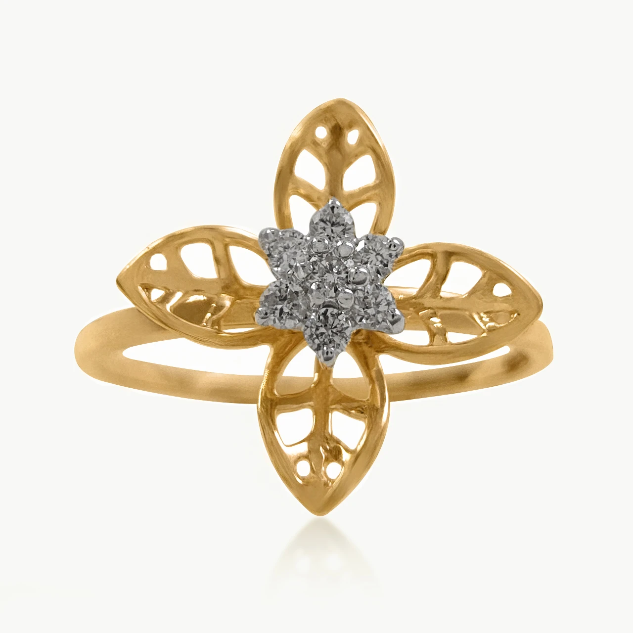 Leaves and Flower Diamond Ring