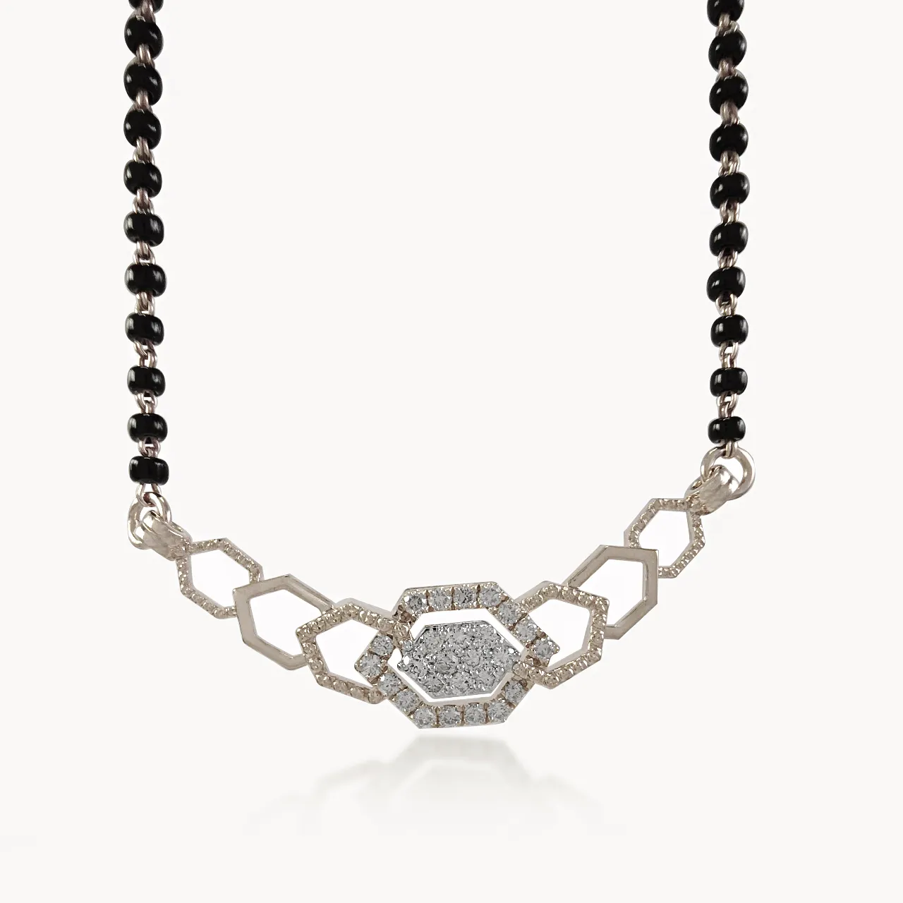 Linear Hexes Diamond Mangalsutra with Chain