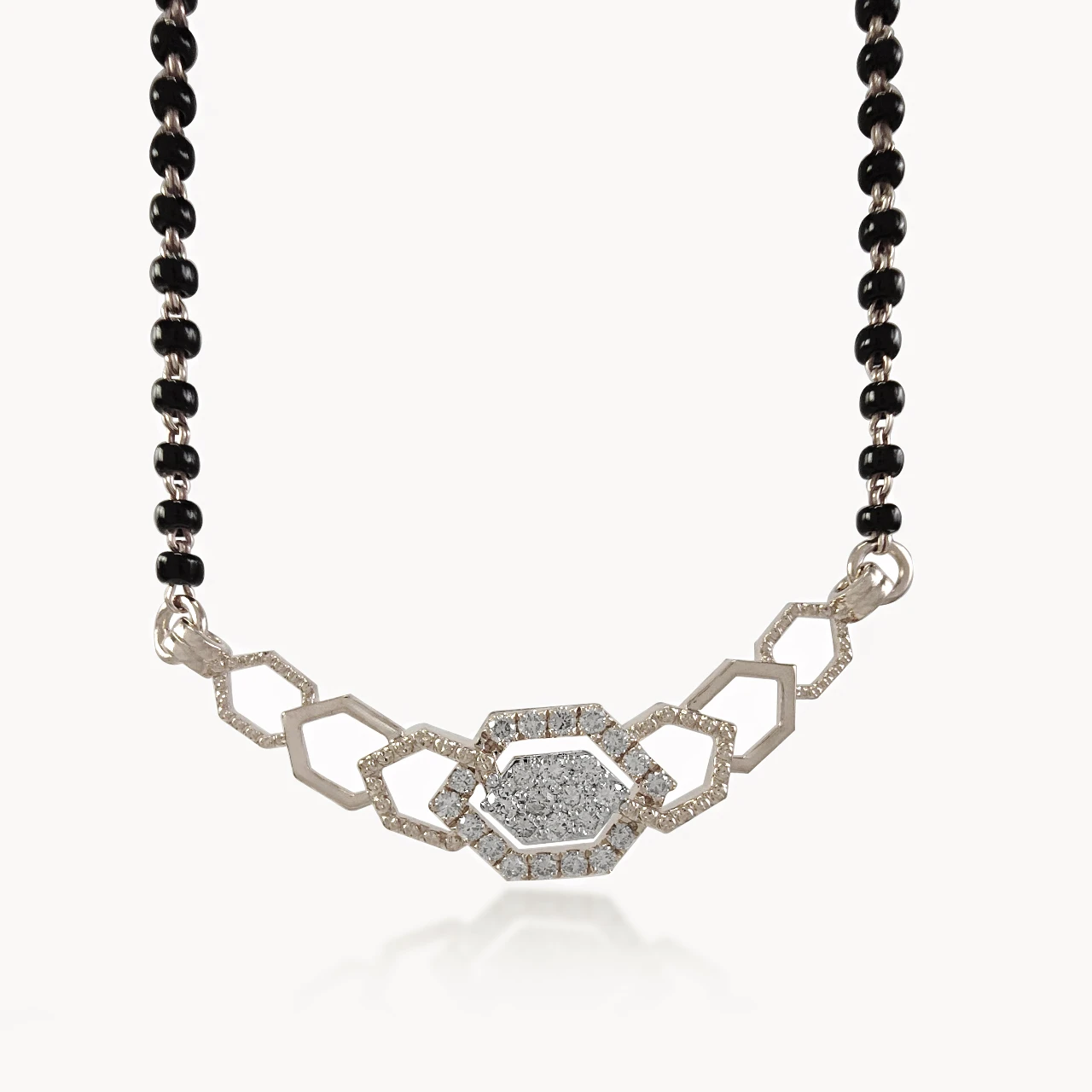 Linear Hexes Diamond Mangalsutra with Chain