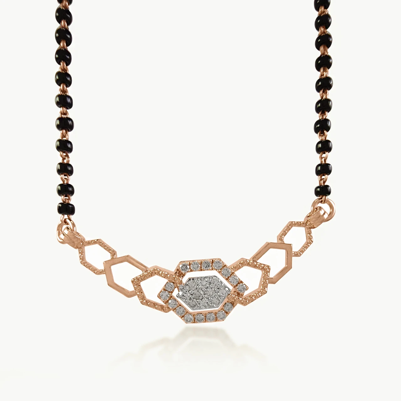 Linear Hexes Diamond Mangalsutra with Chain