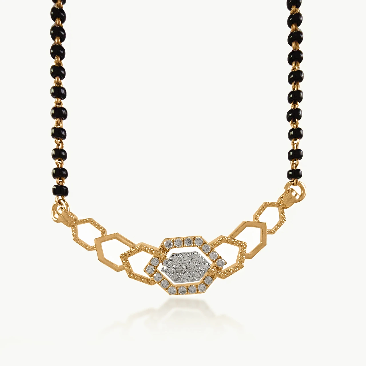 Linear Hexes Diamond Mangalsutra with Chain