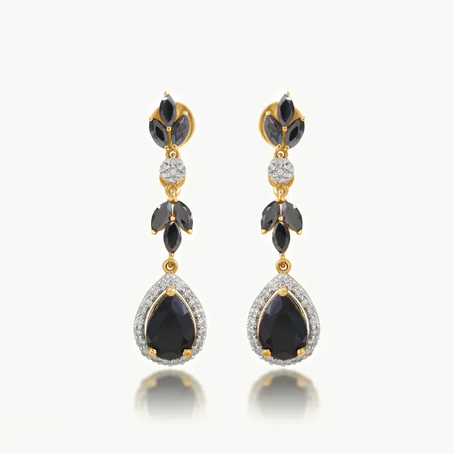 Ava  Magnificent Diamond Earrings With Black Onyx Stone