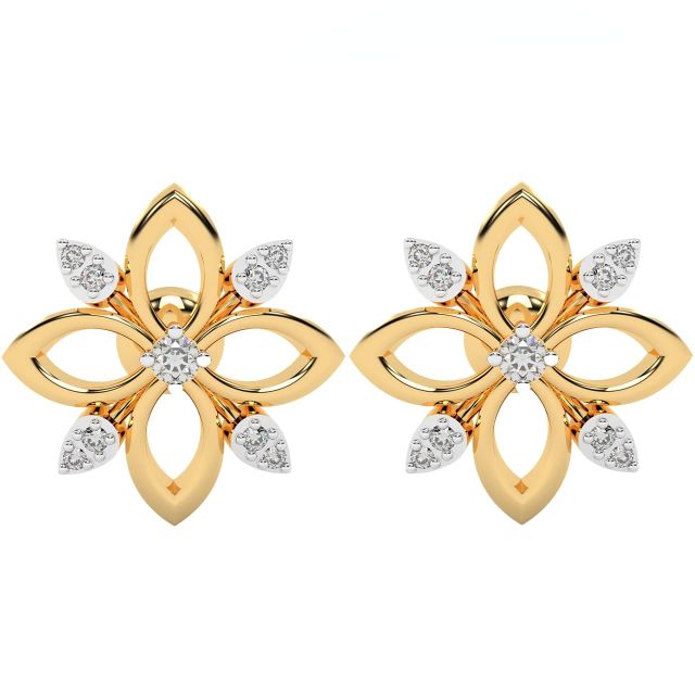 Bluet Diamond Petals Designer Stud Earrings