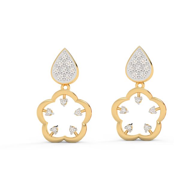 Floral Diamond Dangler Earrings