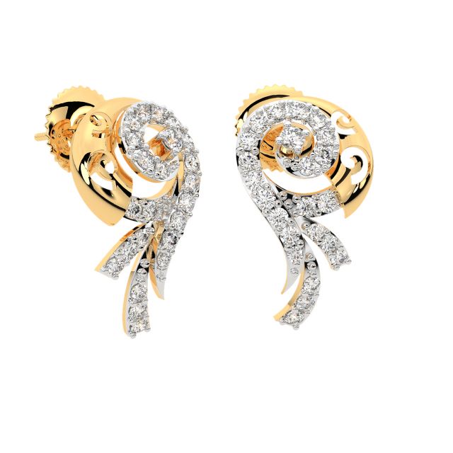 Lina Round Diamond Stud Earrings