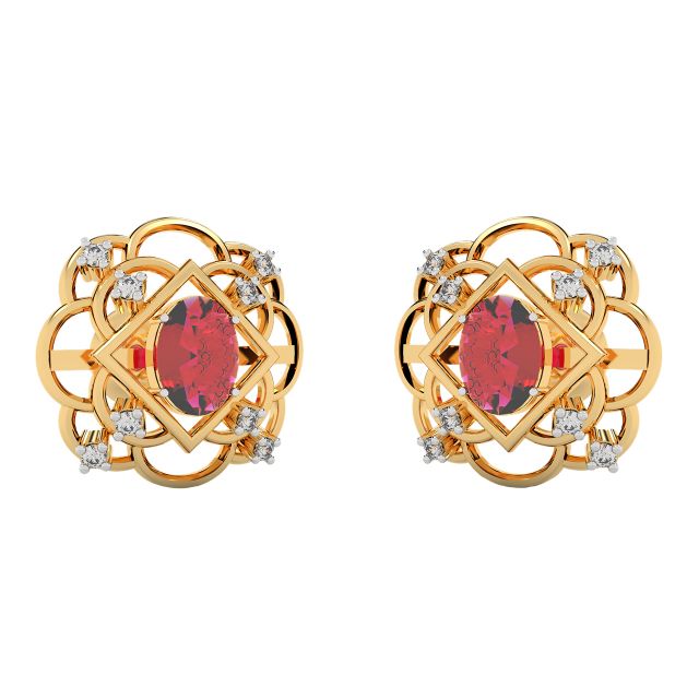 Floral Design Diamond Stud Earrings