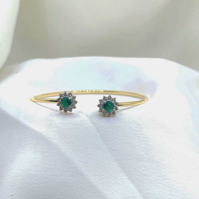 Saul Green Coloured Stone Flexible Diamond Bracelet