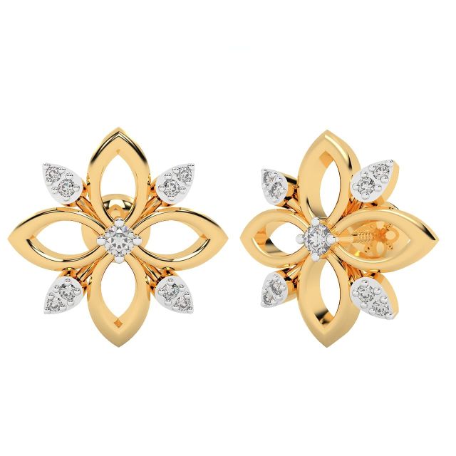 Bluet Diamond Petals Designer Stud Earrings