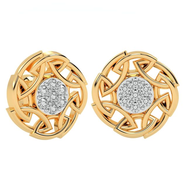 A Late Bloomer Diamond Studded Round Earring