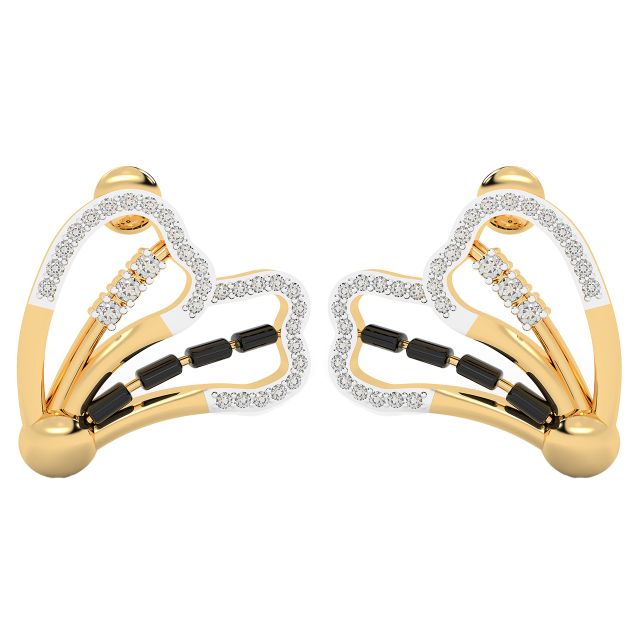 Pearl Design Diamond Stud Earrings