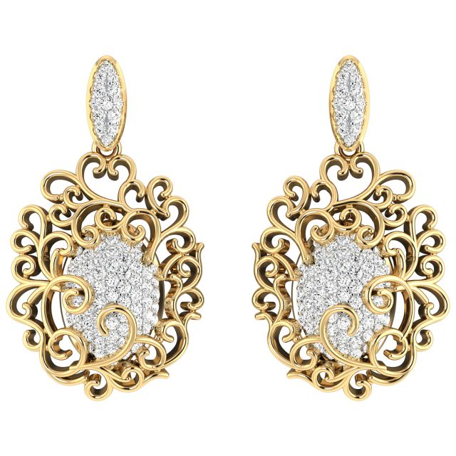 Lea Round Diamond Dangler Earrings