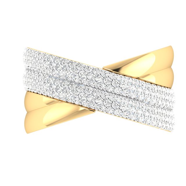 Cross Round Diamond Engagement Ring